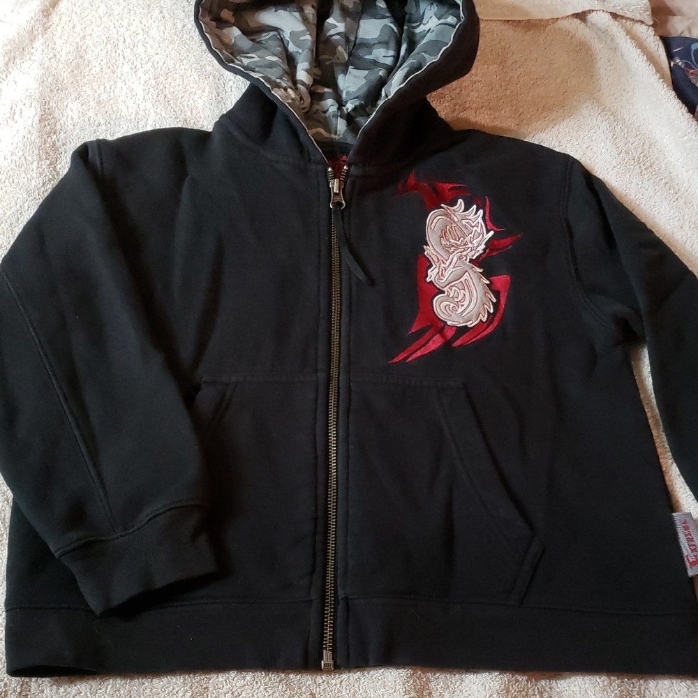 Kids Black Hoodie with Dragon Design